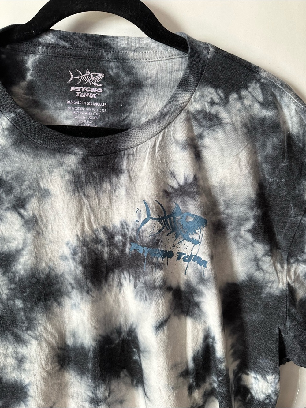 Psycho Tuna Watercolor Tie-Dye Graphic Tee - Black, White & Pink/Purple - Picture 8 of 8